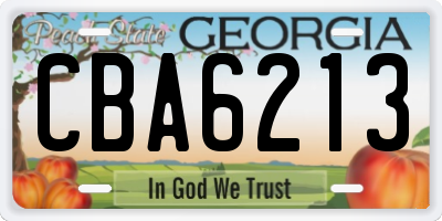 GA license plate CBA6213