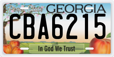 GA license plate CBA6215