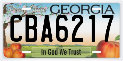 GA license plate CBA6217