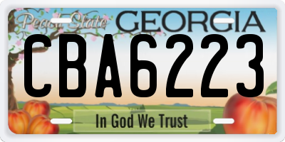 GA license plate CBA6223