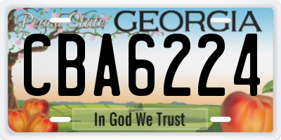GA license plate CBA6224
