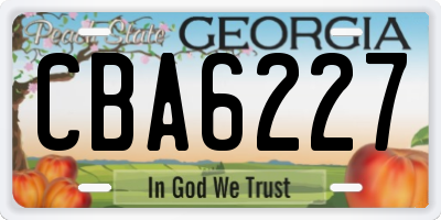 GA license plate CBA6227