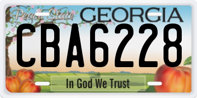 GA license plate CBA6228