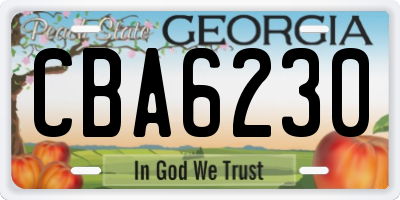 GA license plate CBA6230