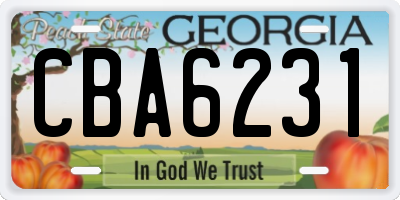 GA license plate CBA6231