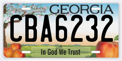 GA license plate CBA6232