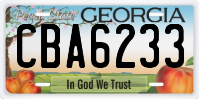 GA license plate CBA6233