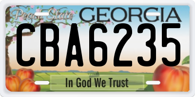 GA license plate CBA6235