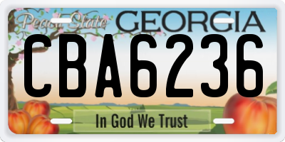 GA license plate CBA6236