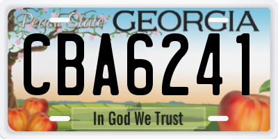 GA license plate CBA6241