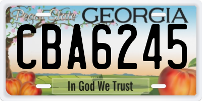 GA license plate CBA6245