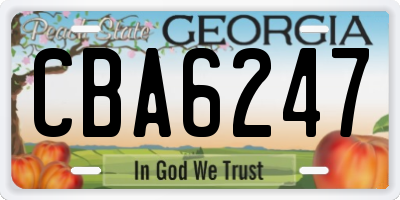 GA license plate CBA6247