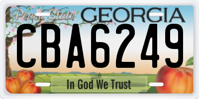 GA license plate CBA6249
