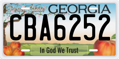 GA license plate CBA6252