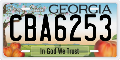 GA license plate CBA6253