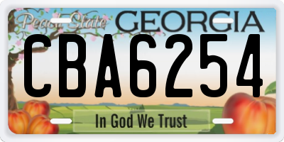 GA license plate CBA6254