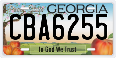 GA license plate CBA6255