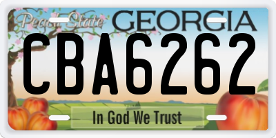 GA license plate CBA6262