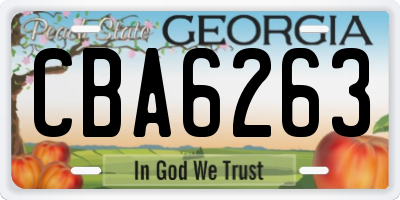 GA license plate CBA6263