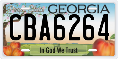 GA license plate CBA6264