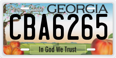 GA license plate CBA6265