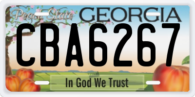 GA license plate CBA6267