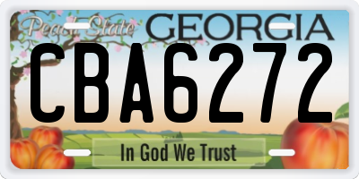 GA license plate CBA6272