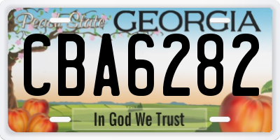 GA license plate CBA6282