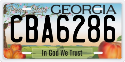 GA license plate CBA6286
