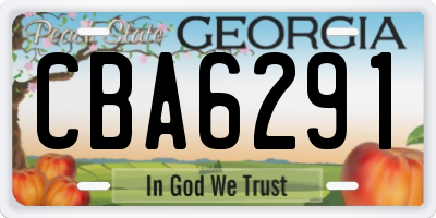 GA license plate CBA6291