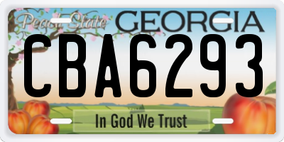 GA license plate CBA6293