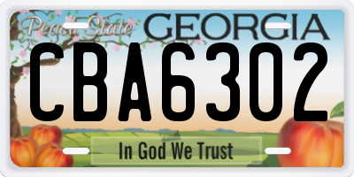 GA license plate CBA6302