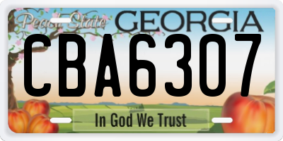 GA license plate CBA6307