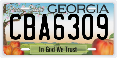 GA license plate CBA6309