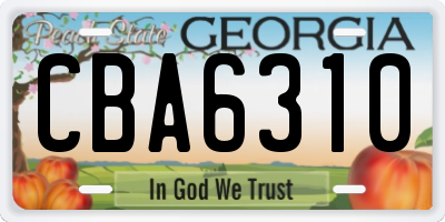 GA license plate CBA6310