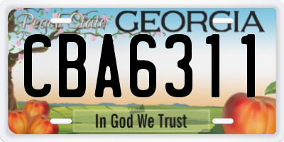 GA license plate CBA6311