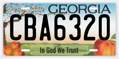GA license plate CBA6320