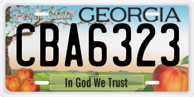 GA license plate CBA6323