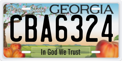 GA license plate CBA6324