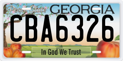 GA license plate CBA6326