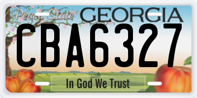 GA license plate CBA6327