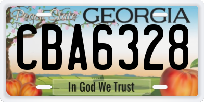 GA license plate CBA6328