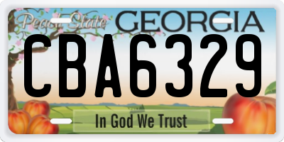 GA license plate CBA6329