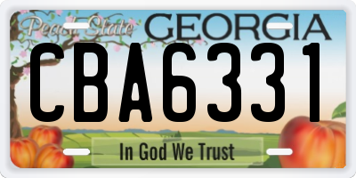 GA license plate CBA6331