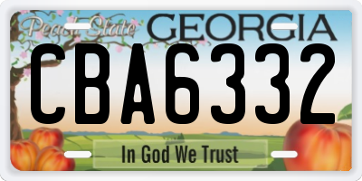 GA license plate CBA6332