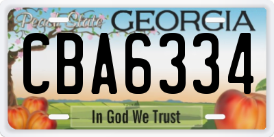GA license plate CBA6334