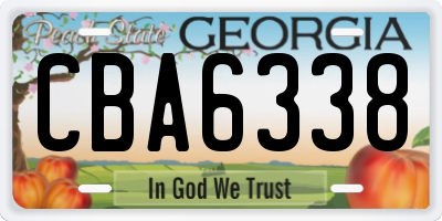 GA license plate CBA6338