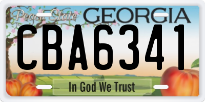 GA license plate CBA6341