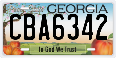 GA license plate CBA6342