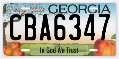 GA license plate CBA6347
